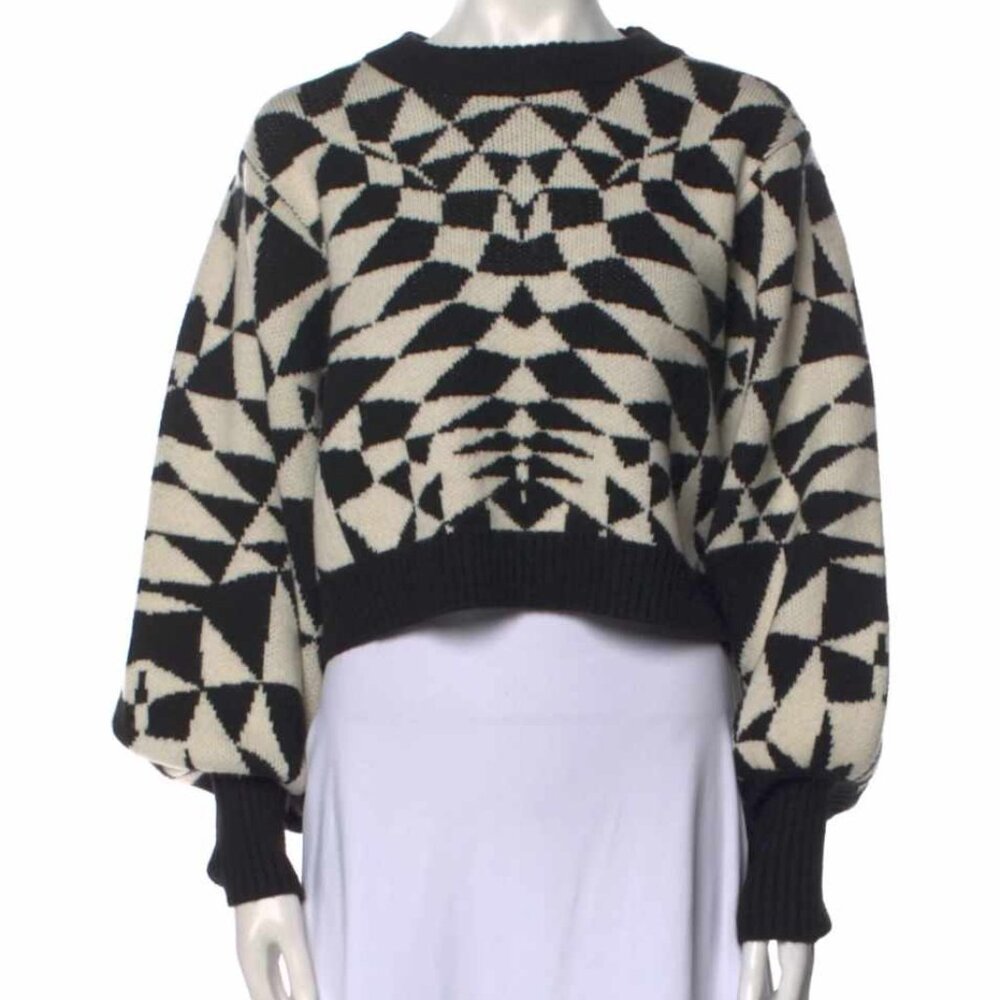 Farm Rio Printed Crew Neck Sweater Size: M